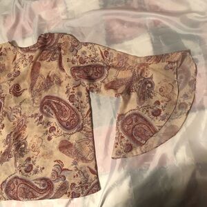 Dress Barn Multicolor earth tones Paisley Top, flair sleeves.